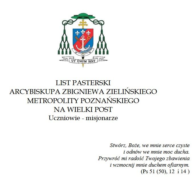 List pasterski abp Zbigniewa Zielińskiego na Wielki Post